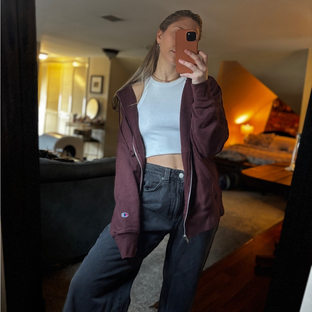 Champion Women's Bomber Zip Hoodie - Burgundy